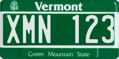 VT license plate XMN123
