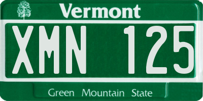 VT license plate XMN125