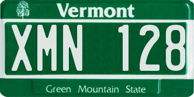 VT license plate XMN128