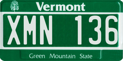 VT license plate XMN136