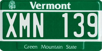VT license plate XMN139