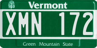 VT license plate XMN172