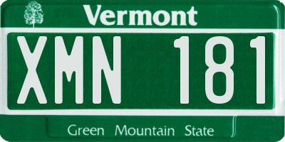 VT license plate XMN181