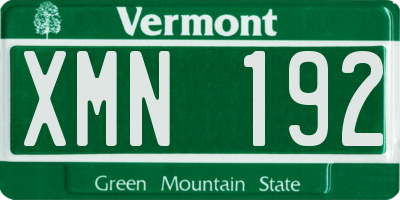 VT license plate XMN192