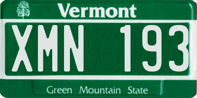 VT license plate XMN193