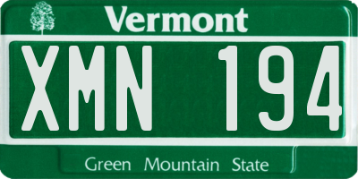 VT license plate XMN194