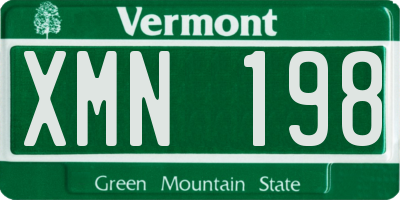 VT license plate XMN198