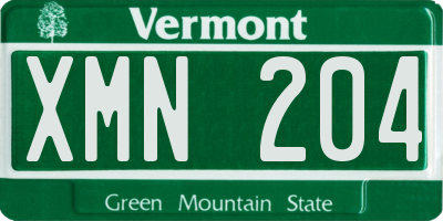 VT license plate XMN204