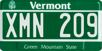 VT license plate XMN209