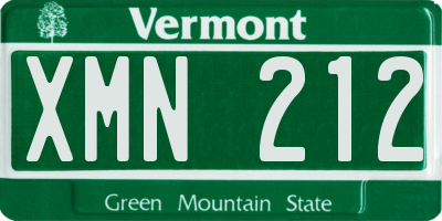 VT license plate XMN212