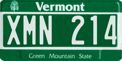 VT license plate XMN214