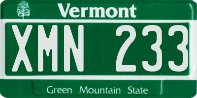 VT license plate XMN233