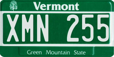 VT license plate XMN255