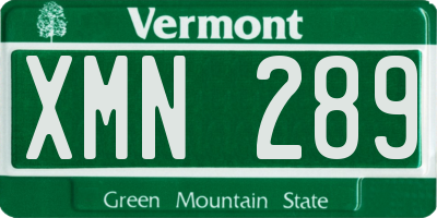VT license plate XMN289