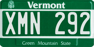 VT license plate XMN292