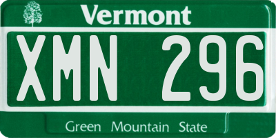 VT license plate XMN296