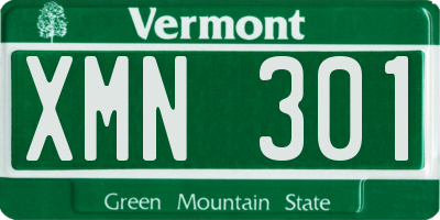VT license plate XMN301
