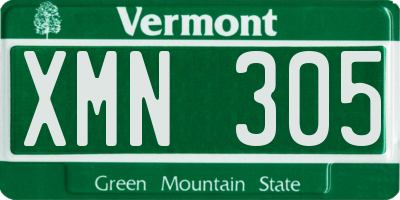 VT license plate XMN305