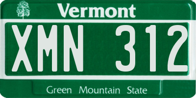 VT license plate XMN312