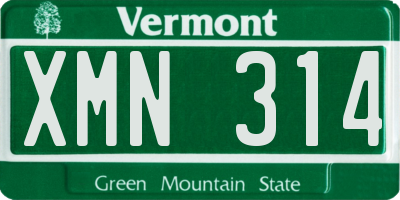 VT license plate XMN314