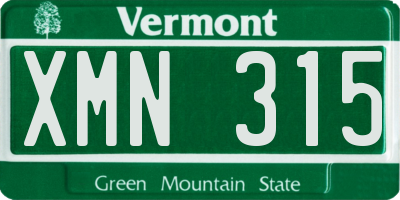 VT license plate XMN315