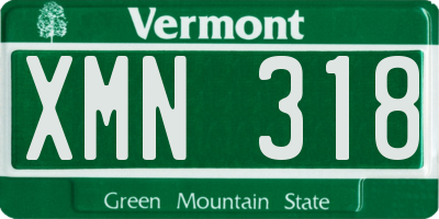 VT license plate XMN318