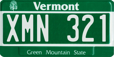 VT license plate XMN321
