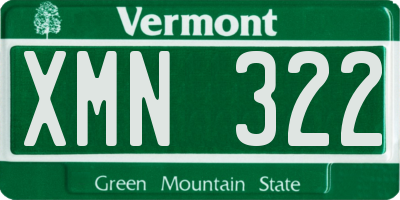 VT license plate XMN322