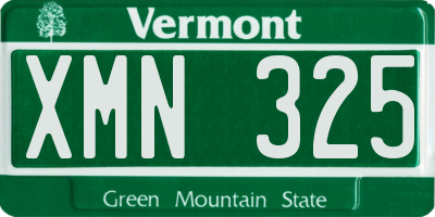VT license plate XMN325