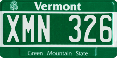 VT license plate XMN326