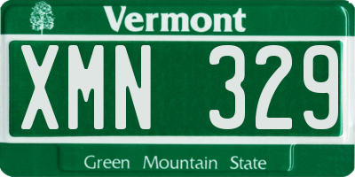 VT license plate XMN329