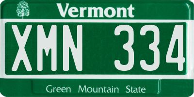 VT license plate XMN334