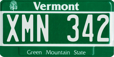 VT license plate XMN342