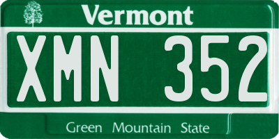 VT license plate XMN352