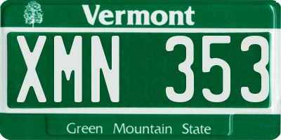 VT license plate XMN353