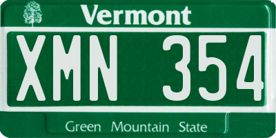 VT license plate XMN354