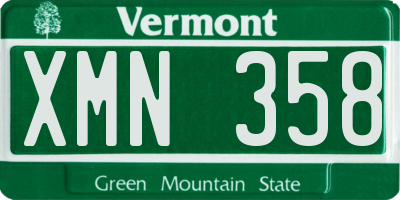 VT license plate XMN358