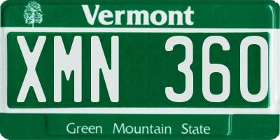 VT license plate XMN360