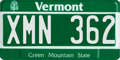 VT license plate XMN362