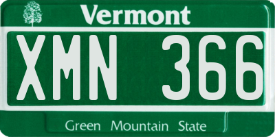VT license plate XMN366