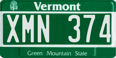 VT license plate XMN374