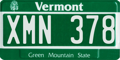 VT license plate XMN378