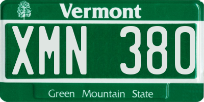 VT license plate XMN380