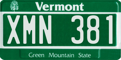 VT license plate XMN381