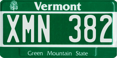VT license plate XMN382