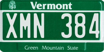 VT license plate XMN384