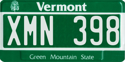 VT license plate XMN398