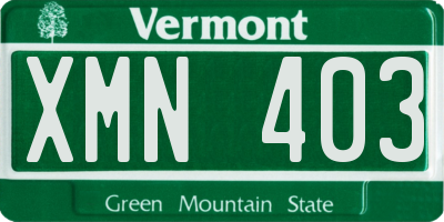 VT license plate XMN403