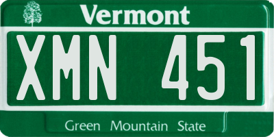 VT license plate XMN451