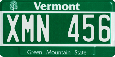 VT license plate XMN456